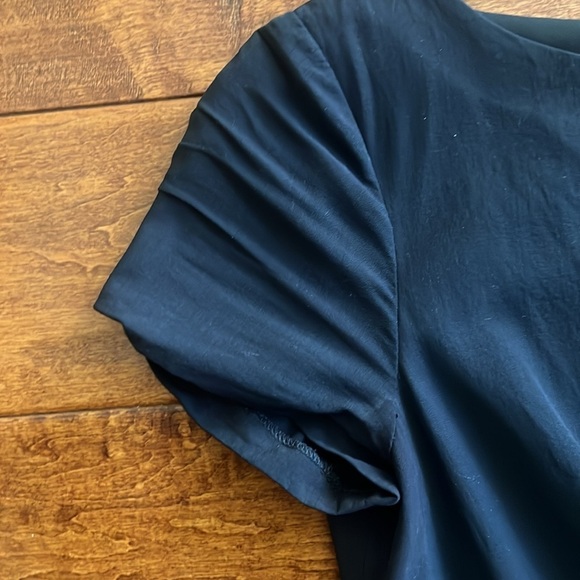 Theory Black Balbina Drapey Wool Blend Dress Career Short Sleeve - Picture 6 of 10